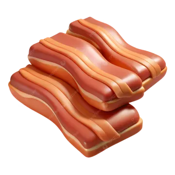three slices of sausage on a white background