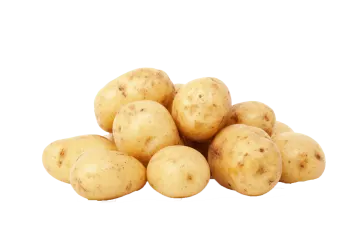 a pile of potatoes on a white background