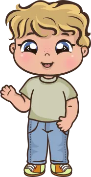 a little boy with blue eyes and a green shirt