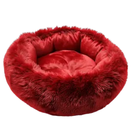 a red cat bed on a white background