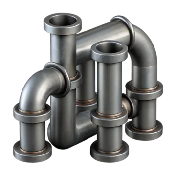 a group of stainless pipes