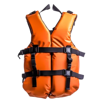 an orange life vest on a white background