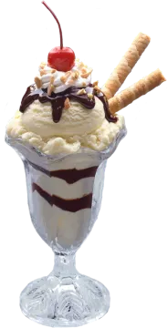 an ice cream sundae with a cherry on top