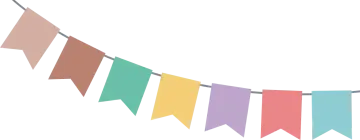 a colorful bunt with flags hanging from it