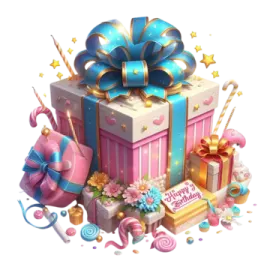 a gift box filled with candy and candis