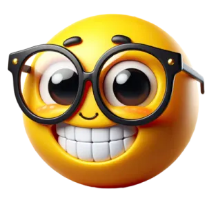 a smiley with glasses on it's face
