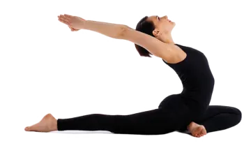 a woman doing yoga on a white background