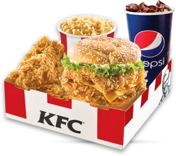 a box of food and a cup of soda