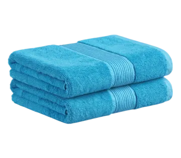 a stack of blue towels