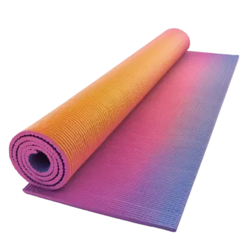 a colorful yoga mat on a white background