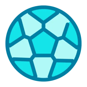 an image of a blue sphere with geometric shapes on it