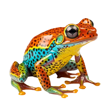 a colorful frog on a white background