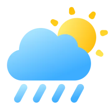 a cloud with sun and rain
