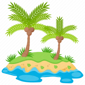 two palm trees on an island