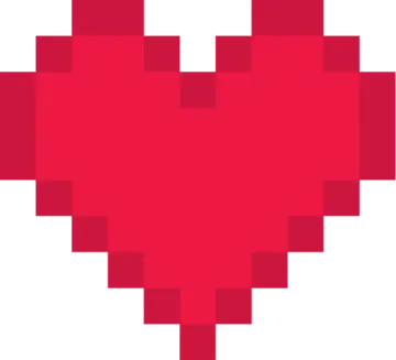 a red pixeled heart on a white background