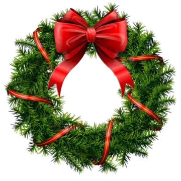 a christmas wreath with red ribbon and bow