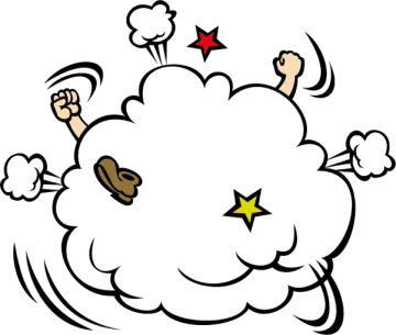 a cartoon cloud with a star in the middle
