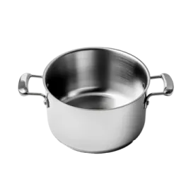 a stainless steel sauce pot with handles