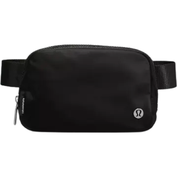 a black fanny bag on a white background