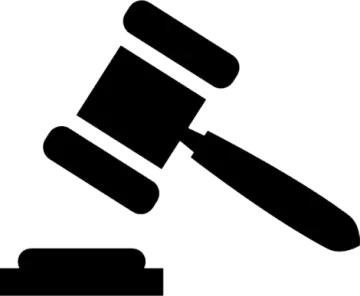 a black and white icon of a judge's gave