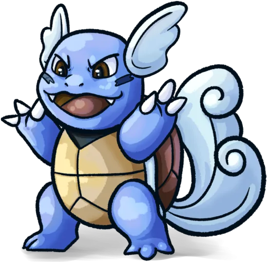 a drawing of a blue pokemon