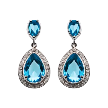 a pair of blue and white topaz earrings