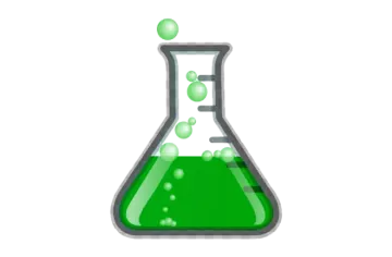 a test tube with green liquid in it