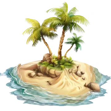 a small island with palm trees in the water
