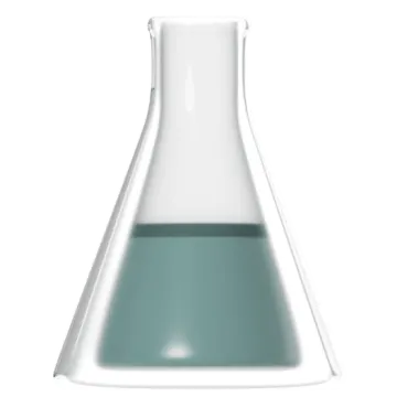 a beak with a blue liquid in it