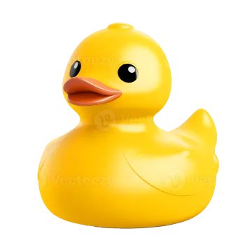 a yellow rubber duck on a white background