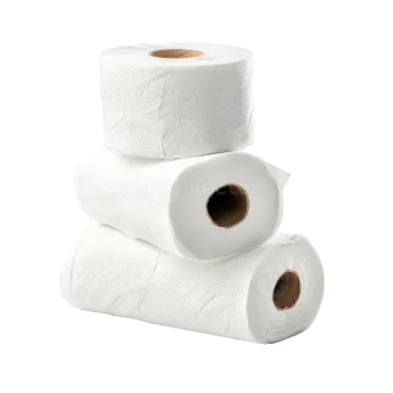 three rolls of toilet paper on a white background