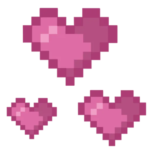 three pixel hearts
