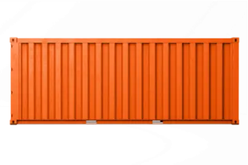 a red shipping container on a white background