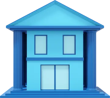 a blue house on a white background