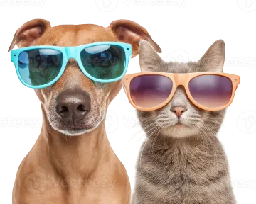 a cat and a dog wearing sunglasses