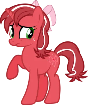 a pinkie pony with green eyes