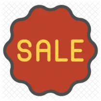 a red sale label with the word sale on it