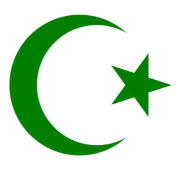 a green crescent and star