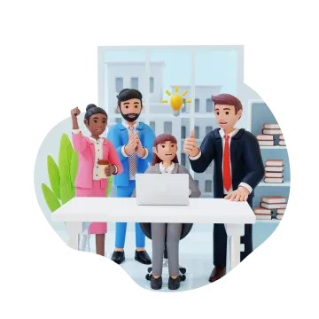 a group of people standing around a laptop