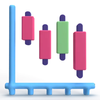 a blue and pink bar chart on a white background
