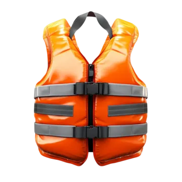 an orange life vest on a white background