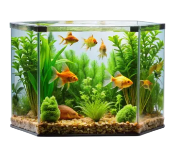 a fish tank filled with water and plants