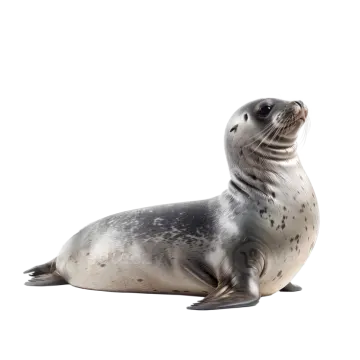 a grey seal on a white background
