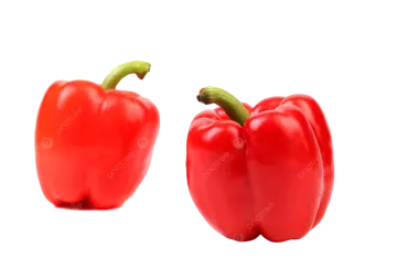 two red peppers on a white background