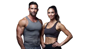 a man and woman posing for the camera