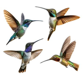 three hummings flying in the air with their wings open