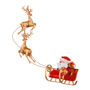 a santa claus on a sled pulled by reindeers
