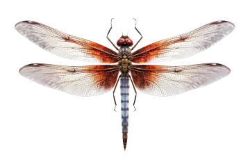 a red dragonfly on white background