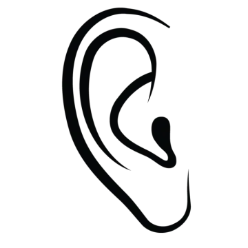 a black and white silhouette of an ear