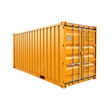 an orange shipping container on a white background